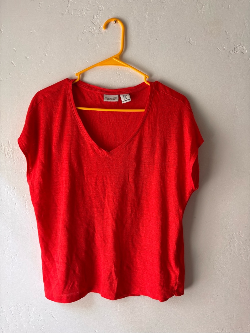 Rachel Zoe Bright Red V-Neck Short Sleeve Tee